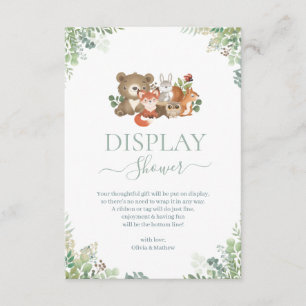 Bosbouwdieren Baby shower Display Shower Enclos Informatiekaartje