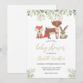 Bosbouwdieren Baby shower Kaart (Voorkant / Achterkant)