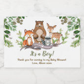 Bosbouwdieren Baby shower Sparkling Wijnetiket (Enkel label)