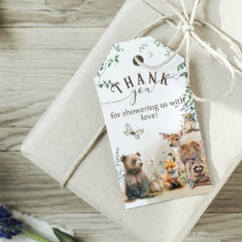Bosbouwdieren Baby shower van groenbossen Cadeaulabel