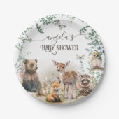 Bosbouwdieren Baby shower van groenbossen Papieren Bordje (Voorkant)