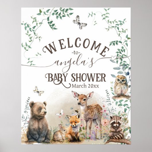 Bosbouwdieren Baby shower van groenbossen Poster (Voorkant)