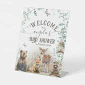 Bosbouwdieren Baby shower van groenbossen Reclamebord Met Voetstuk (Voorkant)