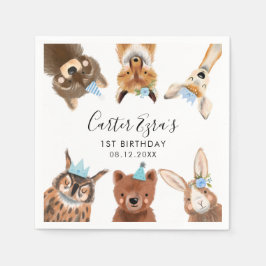 Bosbouwdieren Birthday Party Blue Servet