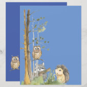 Bosbouwdieren blauw baby shower (Voorkant / Achterkant)