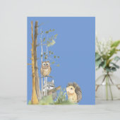 Bosbouwdieren blauw baby shower (Staand voorkant)