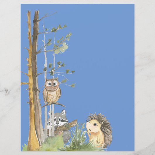 Bosbouwdieren blauw baby shower (Voorkant)