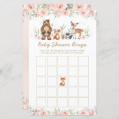 Bosbouwdieren Floral Baby shower Bingo Game (Voorkant / Achterkant)