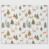 Bosbouwdieren Fox Deer Wrapping Paper Sheets Cadeaupapier (Vlak)