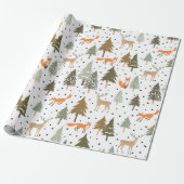 Bosbouwdieren Fox Deer Wrapping Paper Sheets Cadeaupapier (Uitgerold)