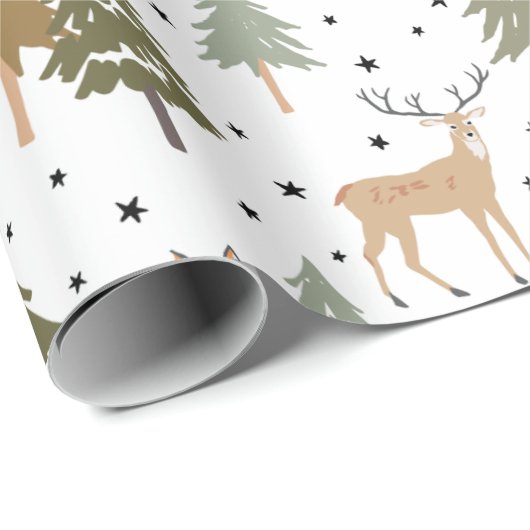 Bosbouwdieren Fox Deer Wrapping Paper Sheets Cadeaupapier (Rol Hoek)