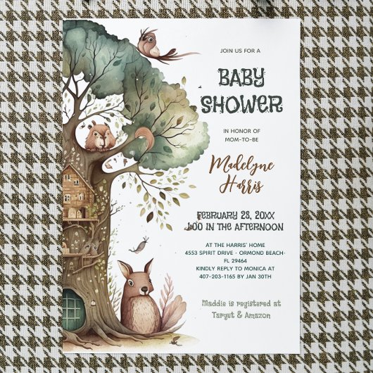 Bosbouwdieren Genderneutraal Baby shower Kaart