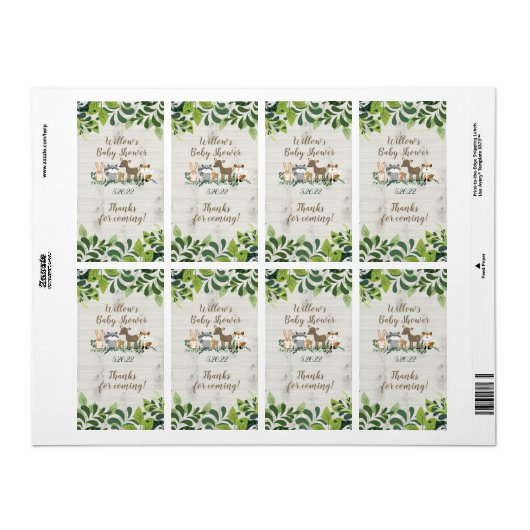 Bosbouwdieren Greenery Forest Favor Stickers (Full Sheet)