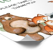 Bosbouwdieren groen baby shower gunstiger bord poster (Hoek)