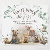 Bosbouwdieren groenbos Schower Ze poppen Sparkling Wijnetiket (Enkel label)