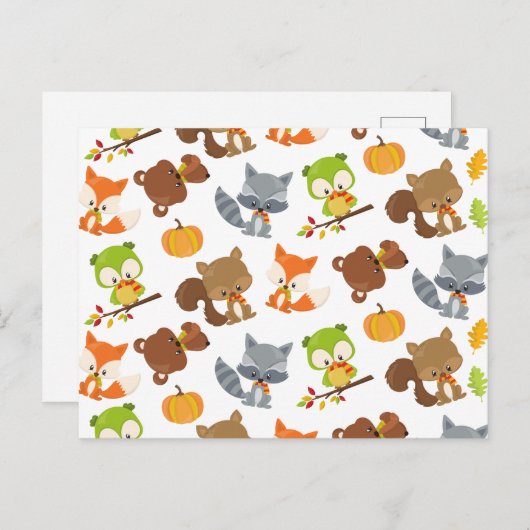 Bosbouwdieren, Herfsten Briefkaart (Voorkant / Achterkant)