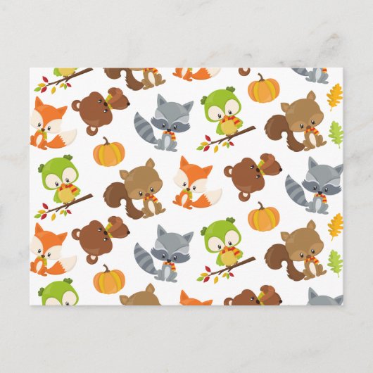 Bosbouwdieren, Herfsten Briefkaart (Voorkant)