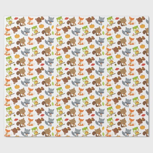 Bosbouwdieren, Herfsten Cadeaupapier (Vlak)