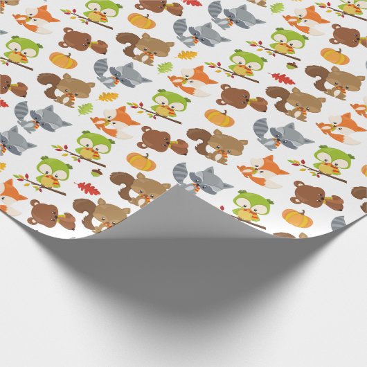 Bosbouwdieren, Herfsten Cadeaupapier (Hoek)