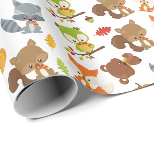 Bosbouwdieren, Herfsten Cadeaupapier (Rol Hoek)