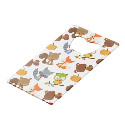 Bosbouwdieren, Herfsten Creditkaart Flessenopener (Achterkant Gekanteld)