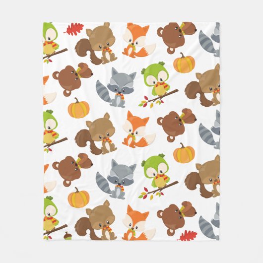 Bosbouwdieren, Herfsten Fleece Deken (Voorkant)
