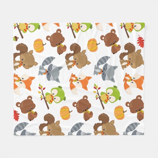 Bosbouwdieren, Herfsten Fleece Deken (Voorkant (Horizontaal))