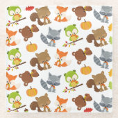 Bosbouwdieren, Herfsten Glazen Onderzetter (Voorkant)