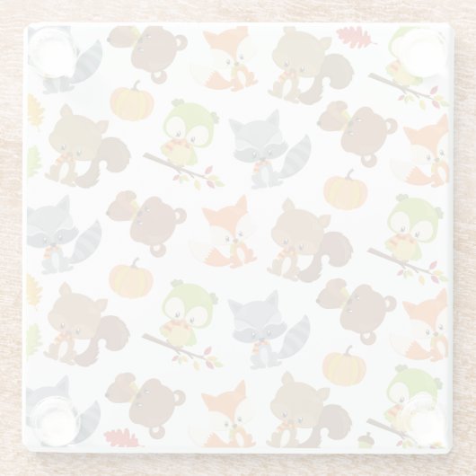 Bosbouwdieren, Herfsten Glazen Onderzetter (Achterkant)