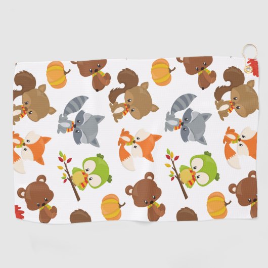 Bosbouwdieren, Herfsten Golfhanddoek (Horizontaal)