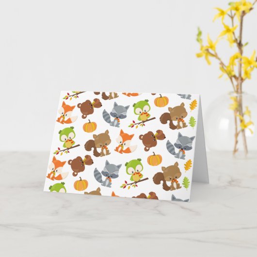 Bosbouwdieren, Herfsten Kaart (Gele Bloem)