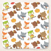 Bosbouwdieren, Herfsten Kartonnen Onderzetters (Voorkant)