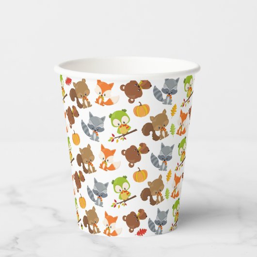 Bosbouwdieren, Herfsten Papieren Bekers (Voorkant)