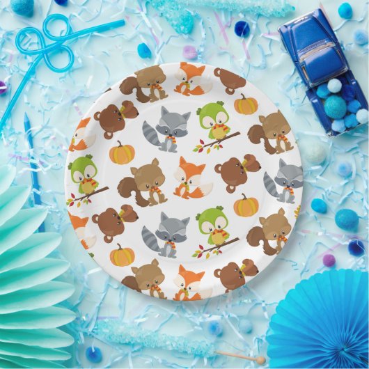 Bosbouwdieren, Herfsten Papieren Bordje (Feest)