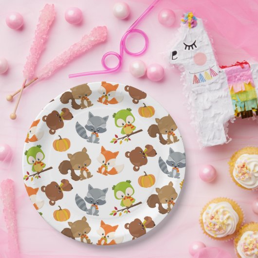 Bosbouwdieren, Herfsten Papieren Bordje (Feest)