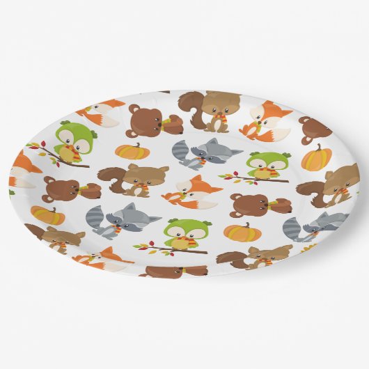 Bosbouwdieren, Herfsten Papieren Bordje (Gekanteld)