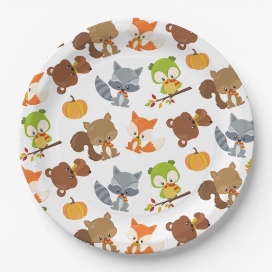 Bosbouwdieren, Herfsten Papieren Bordje (Voorkant)