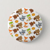 Bosbouwdieren, Herfsten Ronde Button 5,7 Cm (Voorkant)