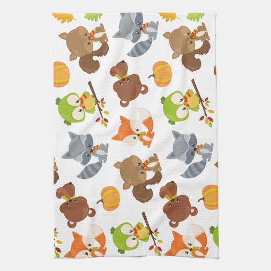 Bosbouwdieren, Herfsten Theedoek (Verticaal)