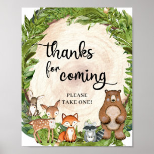 Bosbouwdieren houten bedankt voor het uitkomen poster