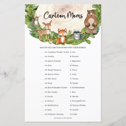 Bosbouwdieren houten Cartoon Moms (Voorkant)