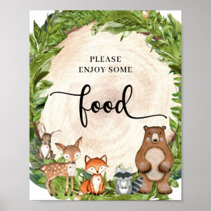 Bosbouwdieren houten slice greenery food sign poster