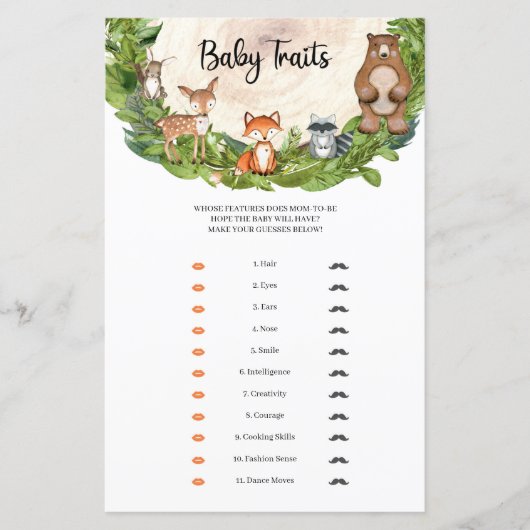 Bosbouwdieren houten slipgroene Baby Traits (Voorkant)