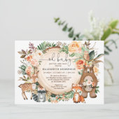 Bosbouwdieren Perzik Oranje Florence Baby shower Kaart (Staand voorkant)