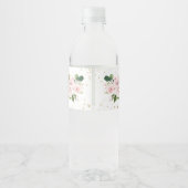 Bosbouwdieren, roze bloemen, Baby shower Waterfles Etiket (Achterkant)