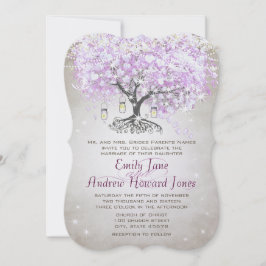 Bosbouwer Mason Jar Lavender Leaf Tree Wedding Kaart