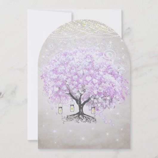 Bosbouwer Mason Jar Lavender Leaf Tree Wedding Kaart (Achterkant)