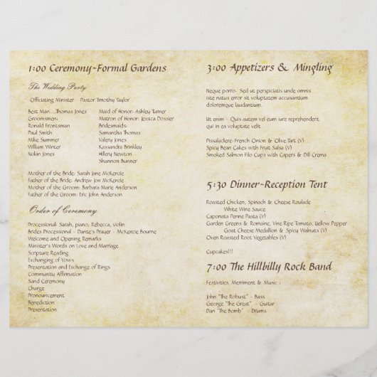 BosbouwFloral Pine Tree Wedding Programme (Achterkant)