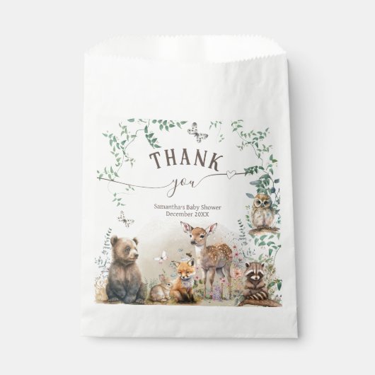 Bosbouwgroen Baby shower Bedankzakje (Voorkant)