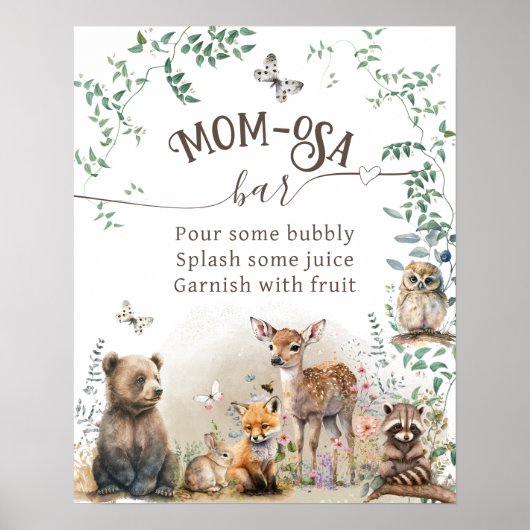 Bosbouwgroen Baby shower momosa Poster (Voorkant)